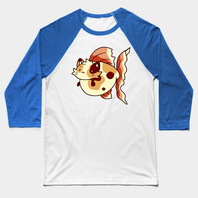 Chubby Goldfish Kitty Baseball T-Shirt by saradaboru